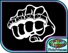 Knuckle Brass D Vinyl Sticker Fist Fight Car Bike Truck Wall Window Duster Decal
