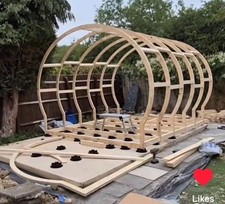 Oval, Rounded Glamping Pod Garden Room Frame Self Build Kit 3.5m Wide