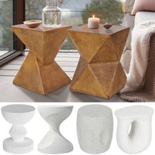 Outdoor Side Table Smooth Concrete Terrazzo End Table Garden Stool Log Table Dec