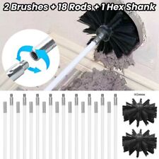 21 x Flexible Chimney Sweep Set Flue Sweeping Brush & Rod Kit Soot Cleaning Rods