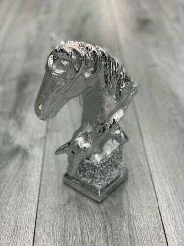 Silver crushed diamond horse - silver,