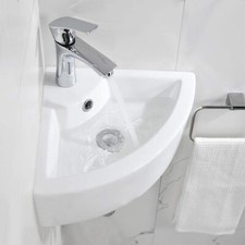 Small Quarter Corner Basin Sink Cloakroom Bathroom Hand Wash Sink Wall Mounted