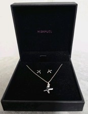 H Samuel New In Box Sterling Silver Necklace And Earrings Set