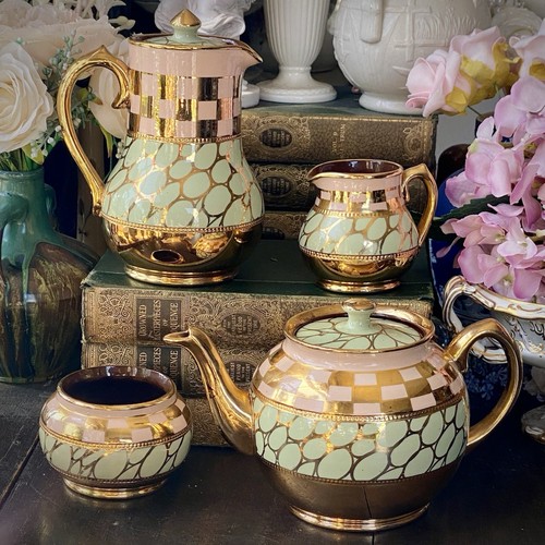 Sadler tea pot set gold - tea, spot