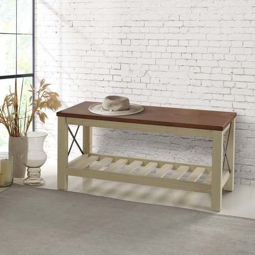 Cottage bench white painted - cottage,