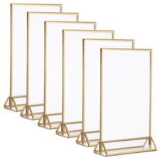 6 Pcs Gold Frame Menu Holders for Tables Acrylic Display Stand Pieces