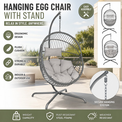 Grey hanging egg - egg, chair
