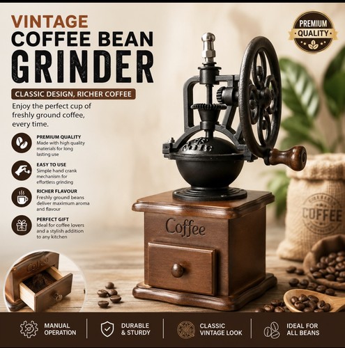 Manual coffee bean grinder - coffee,