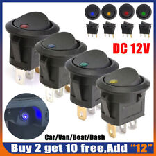 12V ON/OFF Round Waterproof Rocker Toggle Switch With LED Light for Car Van Boat