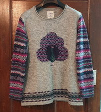 fairisle nordic icelandic peacock bird festive jumper L