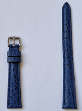 Rotary Genuine Leather Watch Strap  Shark Grain Blue 14mm Silver Coloured Buckle