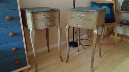 Pair vintage bedside - bedside, tables