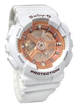 Casio BA110-7A1 Baby-G Rose Gold Analog Digital Dial White Resin Band Watch New