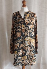 H and M Women's Tunic Dress Dark Green Floral Print Size 10 New