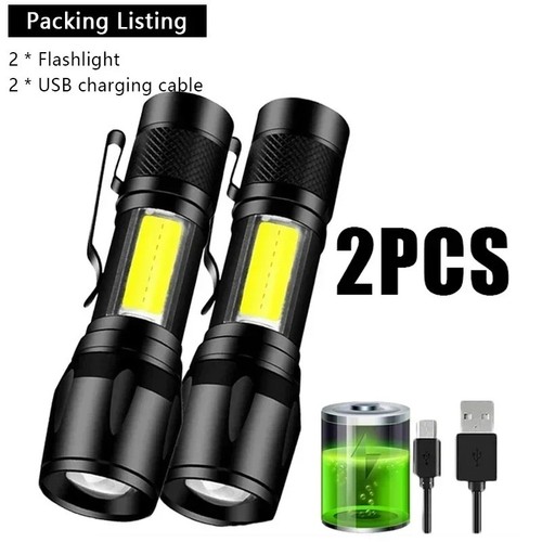 2pcs 2000lm usb rechargeable - 2pcs,
