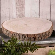 Large Natural Wood Log Slice Tree Bark Chic Wedding Table Centerpiece Cake Stand