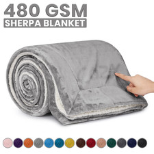 Reversible Sherpa Fleece Blanket Fluffy Soft Warm Large Sofa Bed Throw Blankets 