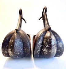 Abumi.  Samurai Edo Period. ( Horse Stirrups) With Silver & Gold Inlay