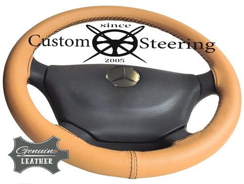 Beige leather steering wheel - leather,