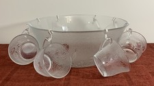 Floral French Glass Punch Bowl