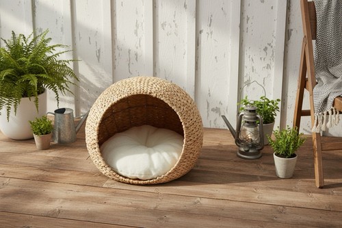 Water hyacinth cat cave bed - cave,