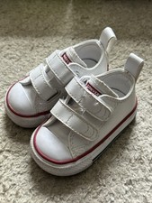 Converse White Baby Shoes Leather UK 2 EU 18 Worn Once Excellent Condition