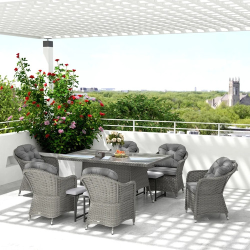 Rattan garden dining - set, large