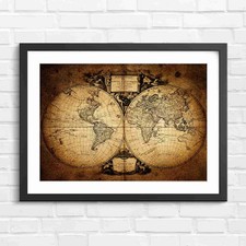 Antique Vintage World Map Art
