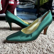 Vintage Bruno Magli Emerald Green 3" High Heel Pumps ~ Sz 5 B Almond Toe Shoes