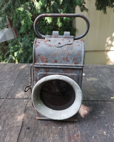 Vintage railway red lamp - ,
