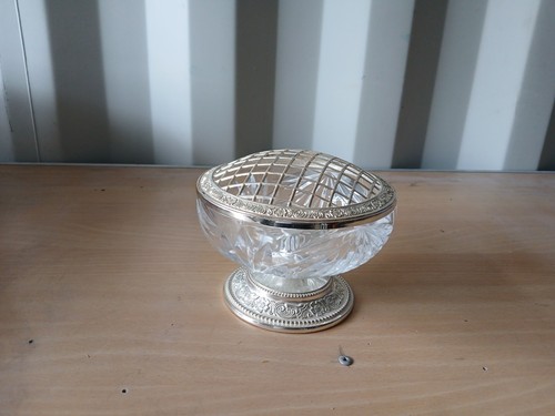 Cut glass and silver rose - glass,