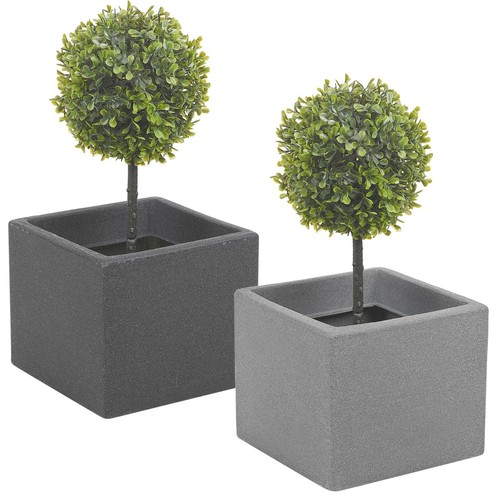Stone effect planter 20cm cube - stone,
