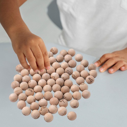 75pcs wooden bingo game - wooden, balls