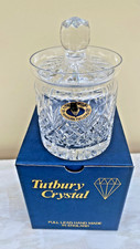 BNIB TUTBURY Lead Crystal Cut Glass Lidded Jam  Preserve Jar -