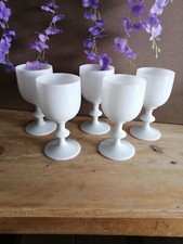 PORTIEUX VALLERYSTHAL X 5 White Opaline Cordial Glasses 6.5”