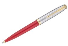 Parker 51 Premium Rage Red, Chrome & Gold Trim Ballpoint Pen #2169073 New In Box