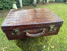 Vintage Genuine Crocodile Suitcase c1930 18" x 14" Depth 6" Downton Abbey VGC-