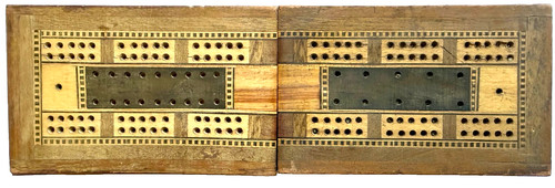 Antique inlayed wood cribbage - antique,