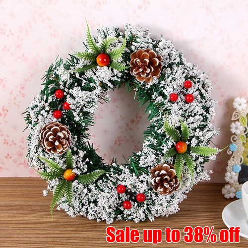 Large snowy christmas wreath - snowy,