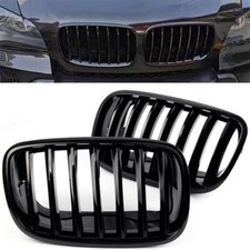 Front Kidney Grill Grilles Gloss Black Single Slat For BMW X5 X6 E70 E71 2007-13