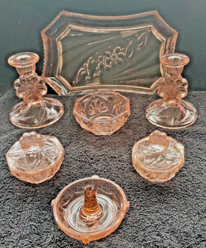 French style pink glass - pink, vanity