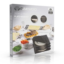 Daewoo 200W Electric Plate Warmer Double Insulated Sleeve Holds 12 Plates 200W