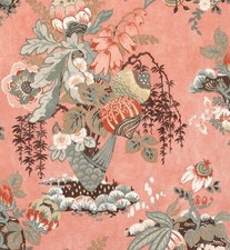 Thibaut/Anna French Curtain Fabric 'FAIRBANKS' 2.4 METRES SALMON - 100% Linen