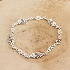 CELTIC BRACELET 925 STERLING SILVER AMETHYST COLOURED STONES