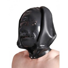 Double-layer Latex Mask Perforated Eyes Zipper Mouth Rubber Hood Fetish Party