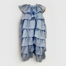 Sister Jane Light Blue Ruffle Tiered Sleeveless High Neck Mini Dress Size M