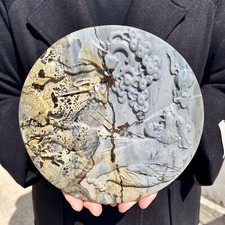 3.1LB Rare natural Chinese painting stone carving tiger ornament decoration-