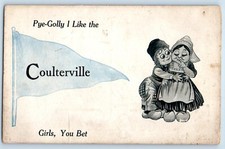 c1913 Coulterville Illinois Vintage Postcard Pye-Golly Girls Dutch Kids Posted