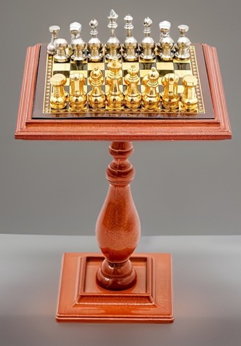 Dolls house metal chess set - metal,