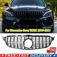For Mercedes Benz C Class W205 C205 2019-2021 Front Grille Gloss Black GT Style